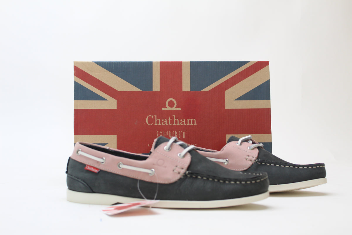 Chatham Willow - White, Navy and Pink Boat Shoes