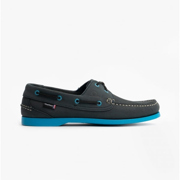 CHATHAM - COMPASS II G2 Mens Leather Boat Shoes Navy/Turquoise