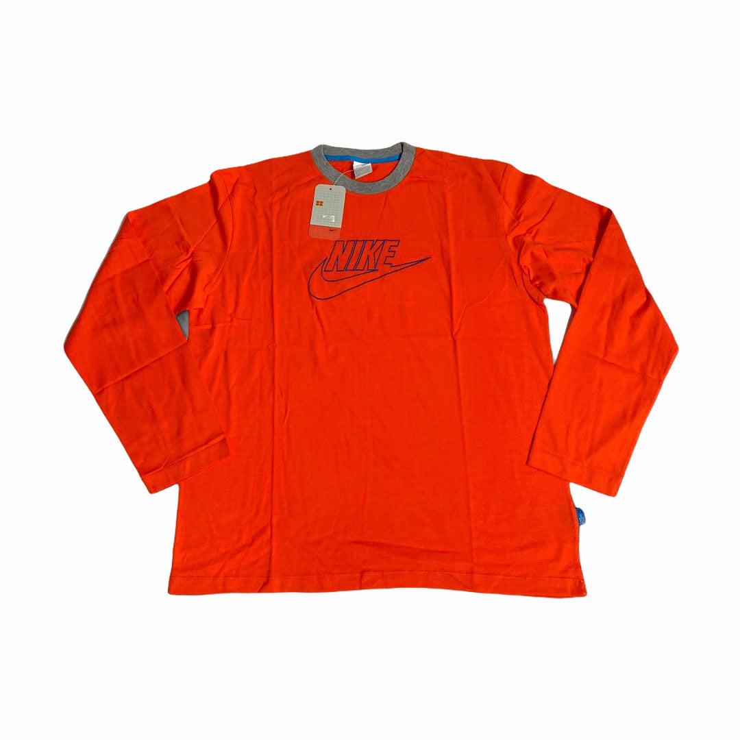 VINTAGE 2003 NIKE ORANGE LONG SLEEVE WITH BLUE SPELLOUT - Not In Your Wardrobe™ - [Vendor]